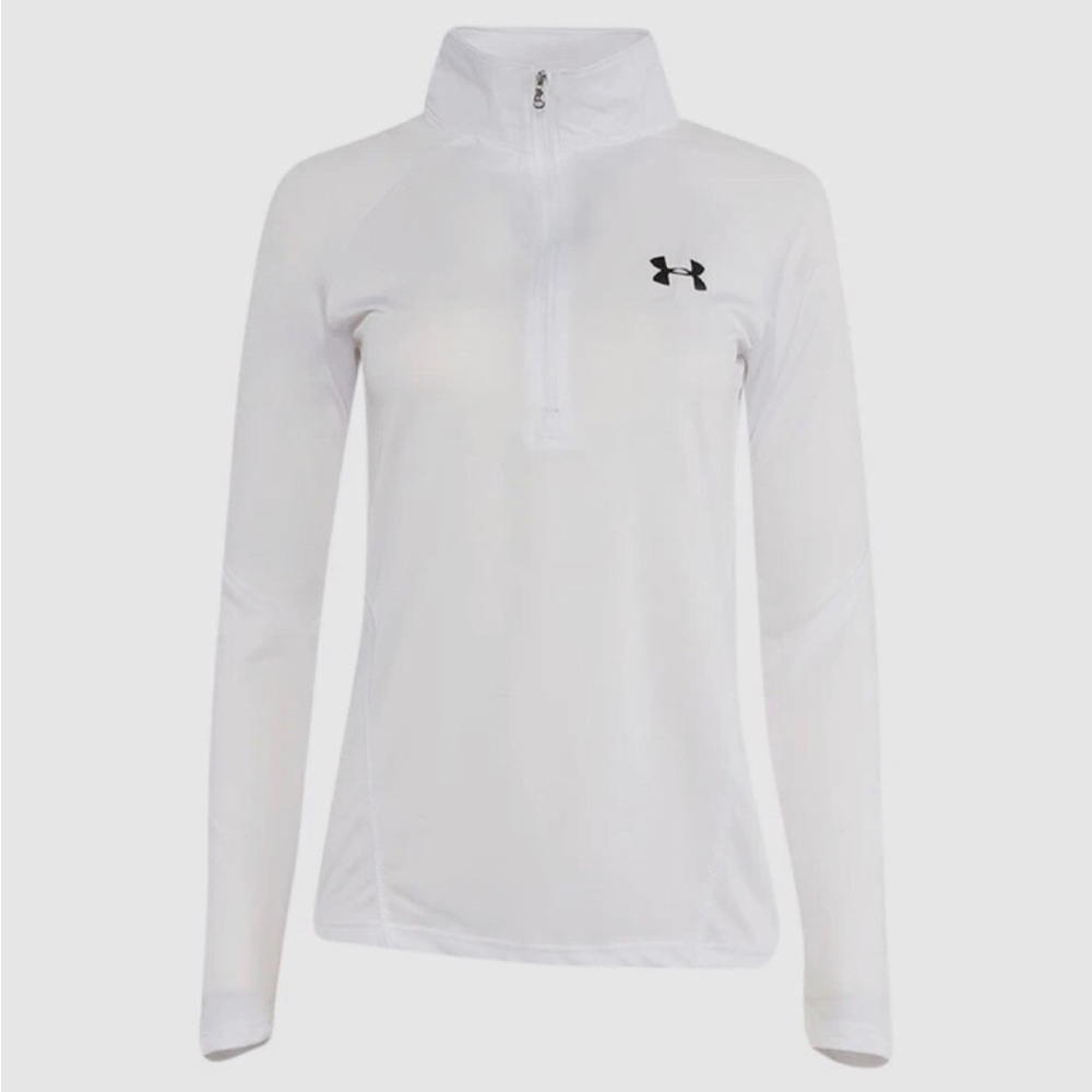 Under Armour Women's White Long-Sleeve Quarter-Zip Performance Top